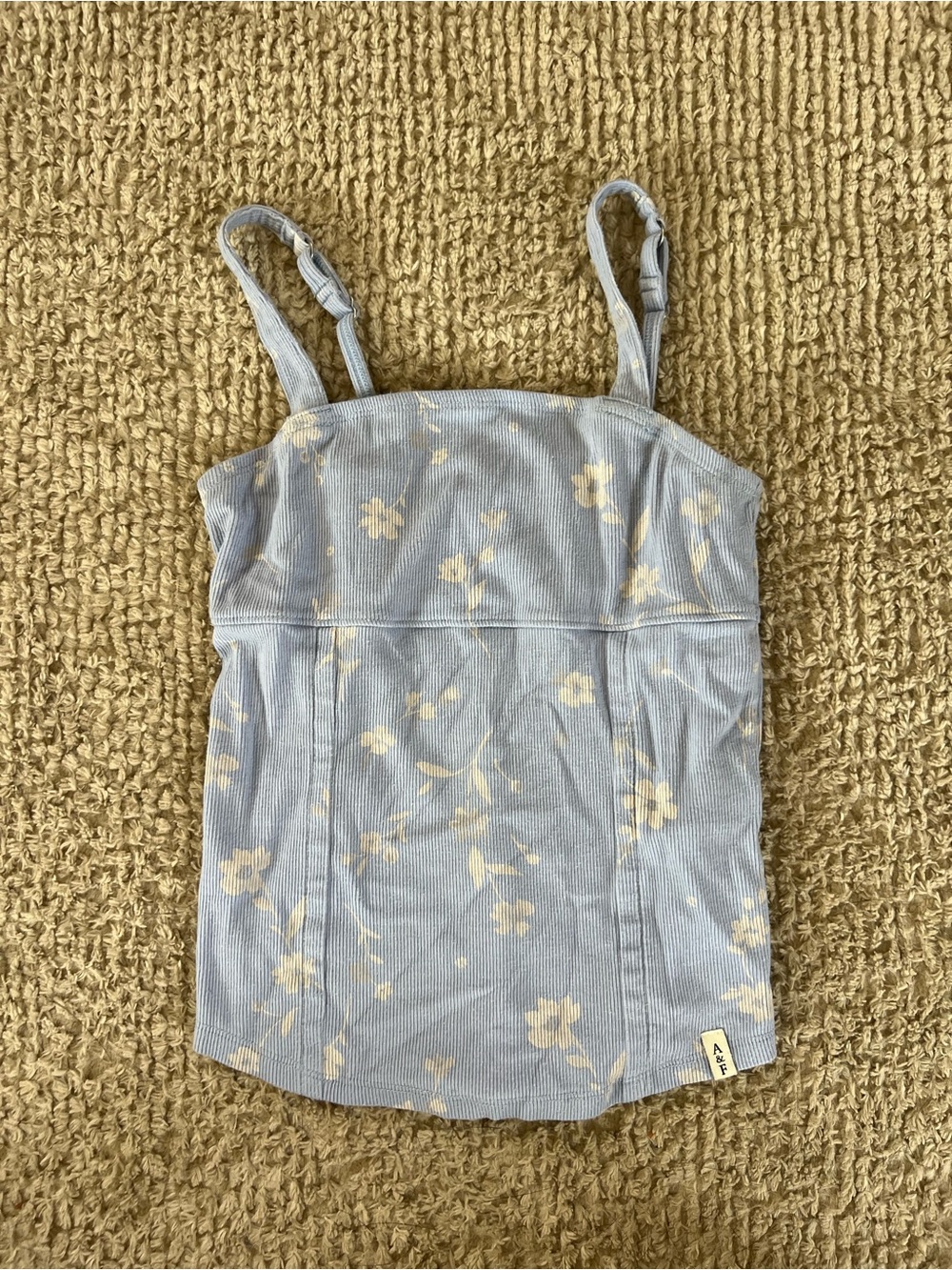Abercrombie & Fitch Light Blue Ribbed Floral Tank